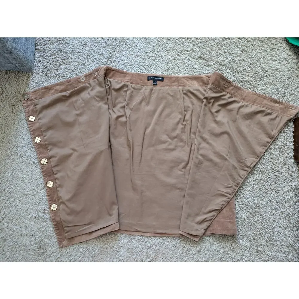 Banana Republic Corduroy Wrap Skirt Womens 4 Brown Twee 70S Academia Preppy
